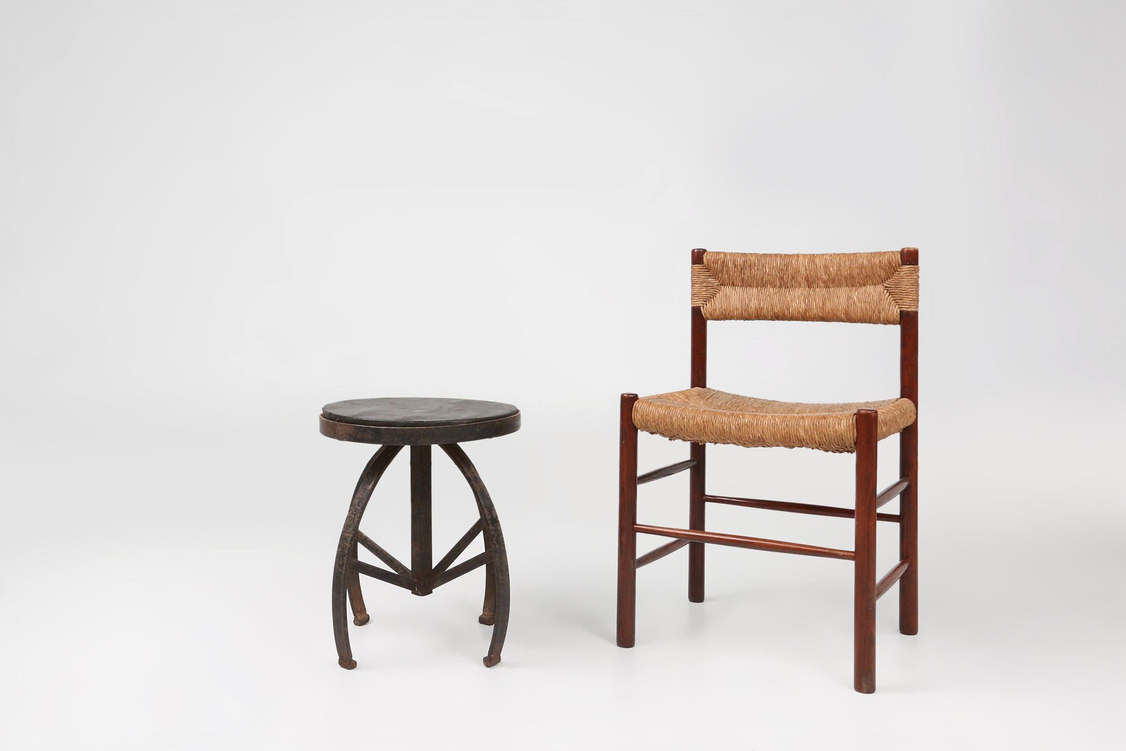 Set of 2 Industrial Black Metal Stools with Frame, France, 1920sthumbnail
